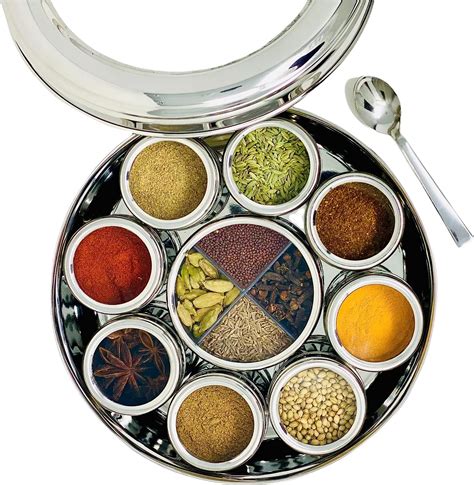 indian steel spice box|authentic indian spice box.